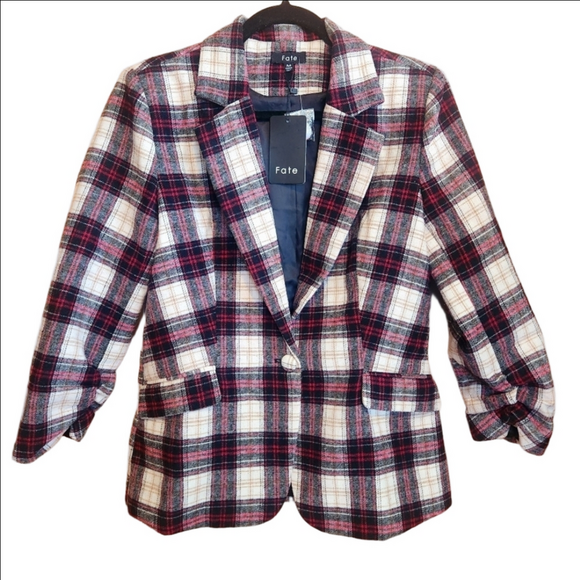 Fate Jackets & Blazers - FATE BIG APPLE DREAMS PLAID FLANNEL LIKE WOOL BLEND BLAZER - NWT - MEDIUM